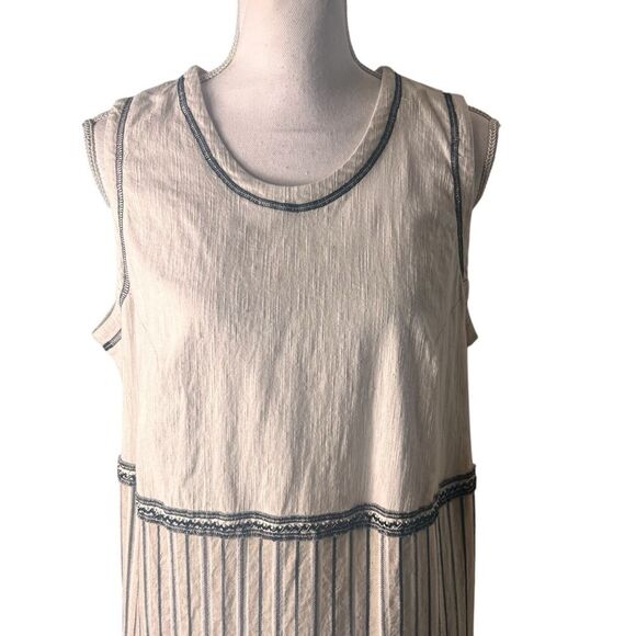 Vintage Surya II Sleeveless Dress Size 1X Ivory Boho Travel Buttons - Picture 6 of 10